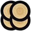 vidaXL Mantel individual redondo 4 uds yute algod&oacute;n natural negro 38cm