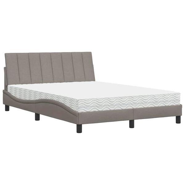 vidaXL Cama con colch&oacute;n Hanko tela gris taupe 120x200 cm
