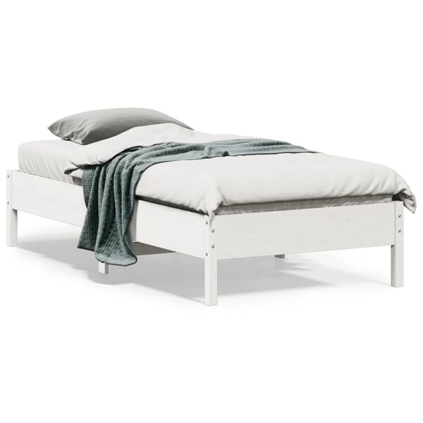 vidaXL Estructura de cama sin colch&oacute;n madera maciza blanca 90x190 cm