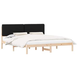 vidaXL Estructura de Cama con Cabecera Tapizada Negro 180 x 200 cm