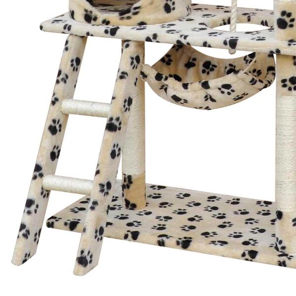 vidaXL &Aacute;rbol para gatos Beige con huellas de patas 83 x 72 x 140 cm