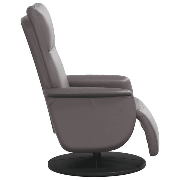 vidaXL Sill&oacute;n reclinable con reposapi&eacute;s cuero sint&eacute;tico gris