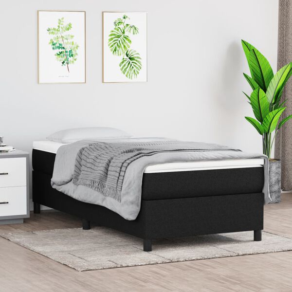 vidaXL Cama box spring con colchón tela negro 80x200 cm