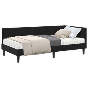 vidaXL Estructura de Cama Esquina con Colch&oacute;n 2 pcs Negro Terciopelo