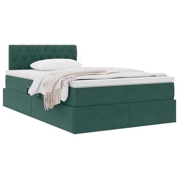 vidaXL Cama con almacenamiento Verde oscuro 120 x 200 cm Terciopelo