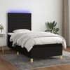 vidaXL Cama box spring colch&oacute;n y luces LED tela negro 90x190 cm