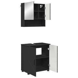 vidaXL Juego de muebles de ba&ntilde;o Montaje en la pared 2 pcs Negro