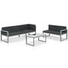 vidaXL Set de muebles de jardín con cojines 3 piezas aluminio negro