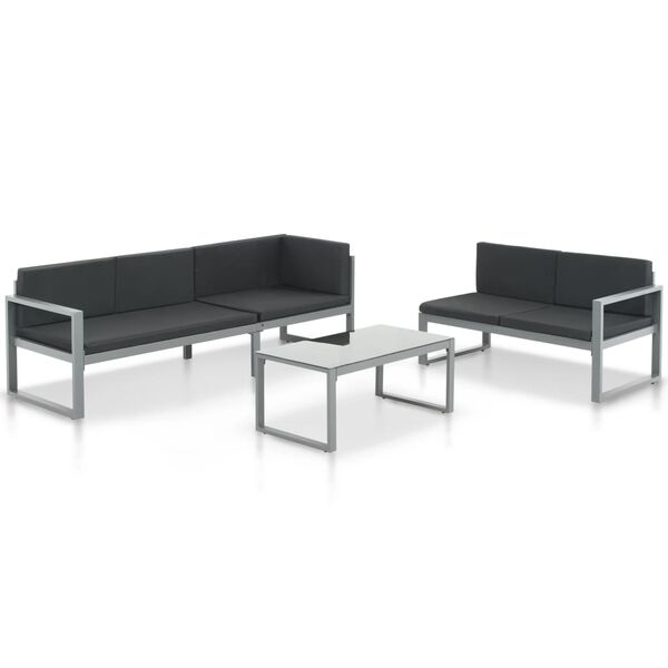 vidaXL Set de muebles de jardín con cojines 3 piezas aluminio negro