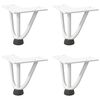 vidaXL Patas de horquilla para mesa de centro (4 unidades), color blanco, 10 cm, acero macizo