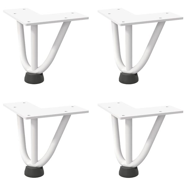 vidaXL Patas de horquilla para mesa de centro (4 unidades), color blanco, 10 cm, acero macizo