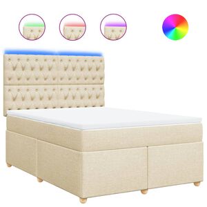 vidaXL Cama box spring con colch&oacute;n tela color crema 140x200 cm