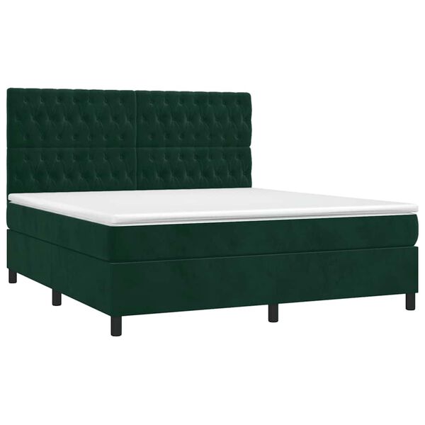 vidaXL Cama box spring con colch&oacute;n terciopelo verde oscuro 180x200 cm