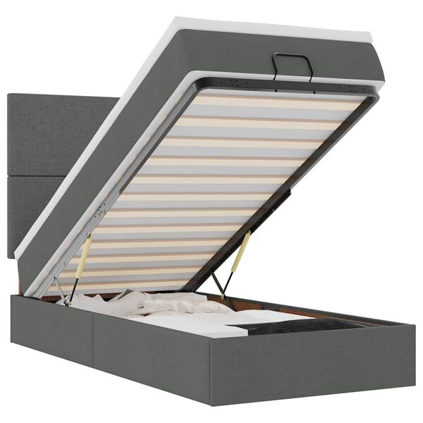 vidaXL Estructura cama otomana colch&oacute;n tela gris oscuro