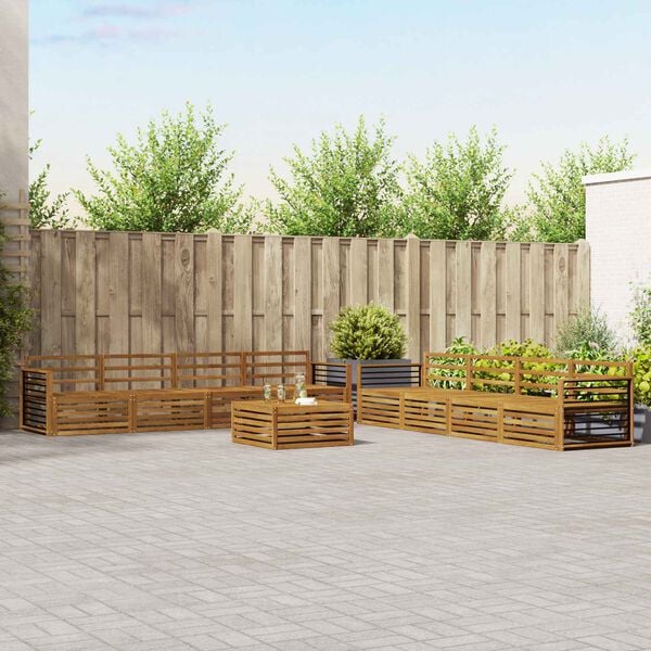 vidaXL Conjunto de sof&aacute;s de exterior 9 pcs Natural