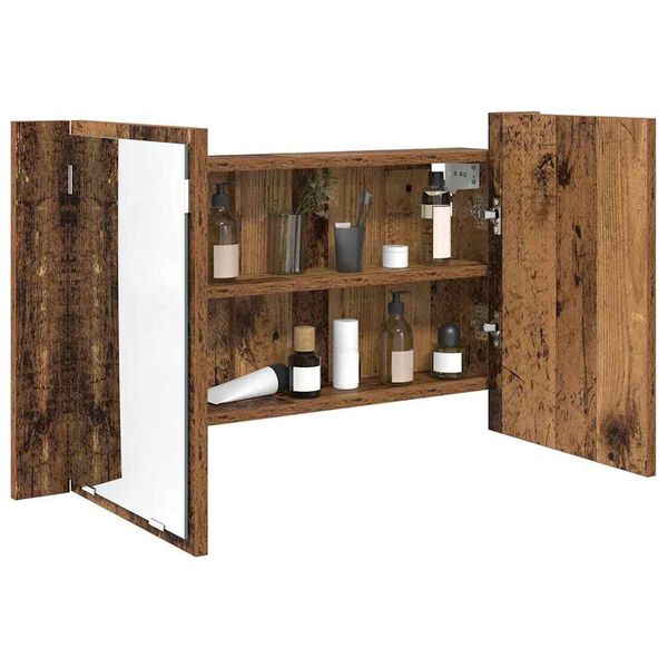 vidaXL Armario con espejo de ba&ntilde;o Madera Vieja 80 x 12 x 45 cm