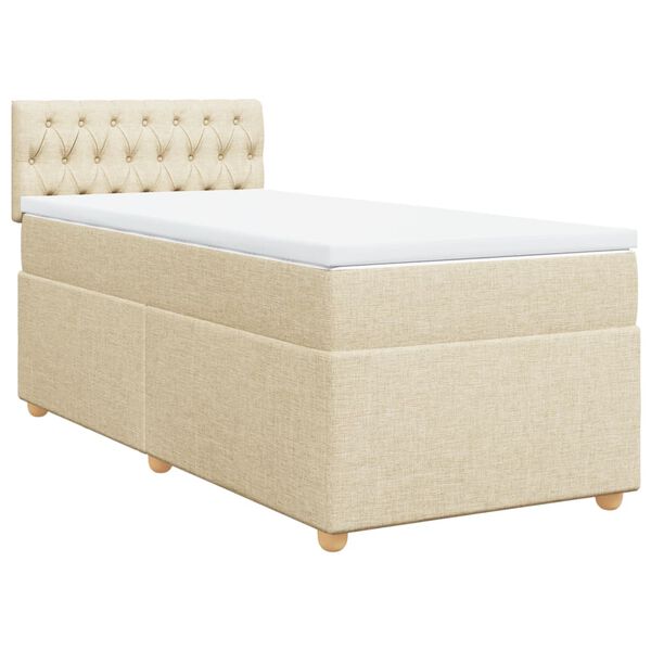 vidaXL Cama box spring con colch&oacute;n tela color crema 90x200 cm
