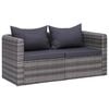 vidaXL Set de muebles de jard&iacute;n 8 pzas y cojines rat&aacute;n sint&eacute;tico gris
