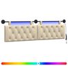 vidaXL Cabecero colgante Con luz LED Crema Tela