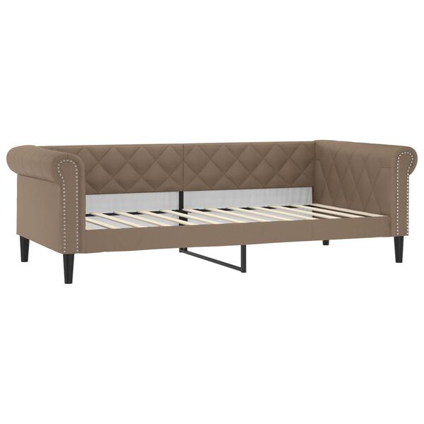 vidaXL Sof&aacute; cama cuero sint&eacute;tico color capuchino 100x200 cm