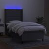 vidaXL Cama box spring colch&oacute;n y luces LED tela gris oscuro 80x200 cm