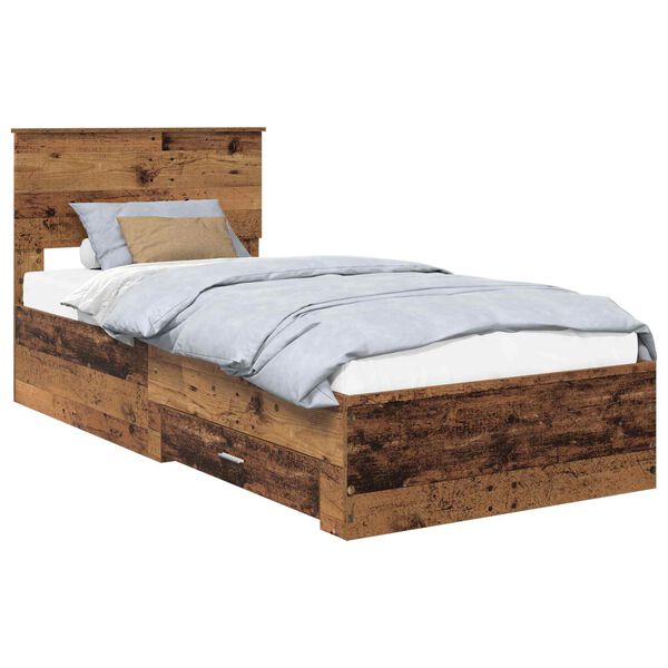 vidaXL Estructura de cama con cabecera Madera vieja 90 x 200 cm