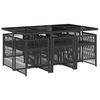 vidaXL Set de comedor de jard&iacute;n 7 pzas y cojines rat&aacute;n sint&eacute;tico negro