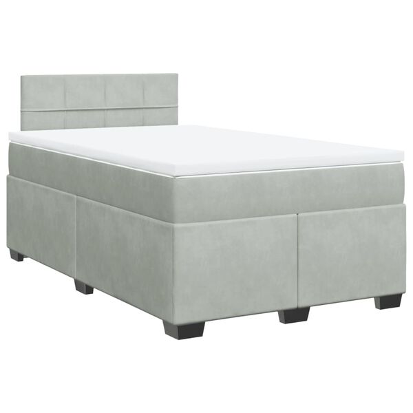 vidaXL Cama box spring con colch&oacute;n terciopelo gris claro 120x200 cm