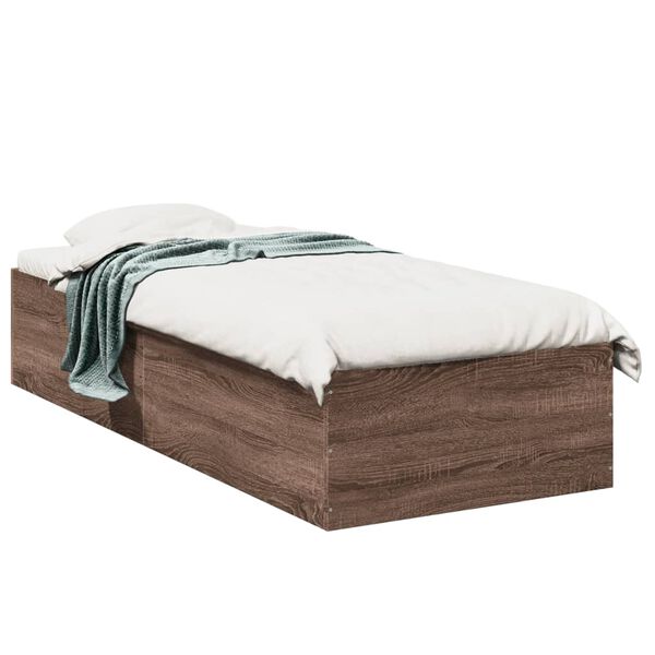vidaXL Estructura de cama sin colch&oacute;n madera marr&oacute;n roble 75x190 cm
