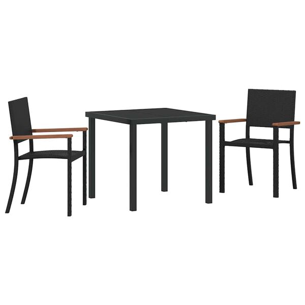 vidaXL Conjunto de Comedor de Jard&iacute;n 3 pcs Negro