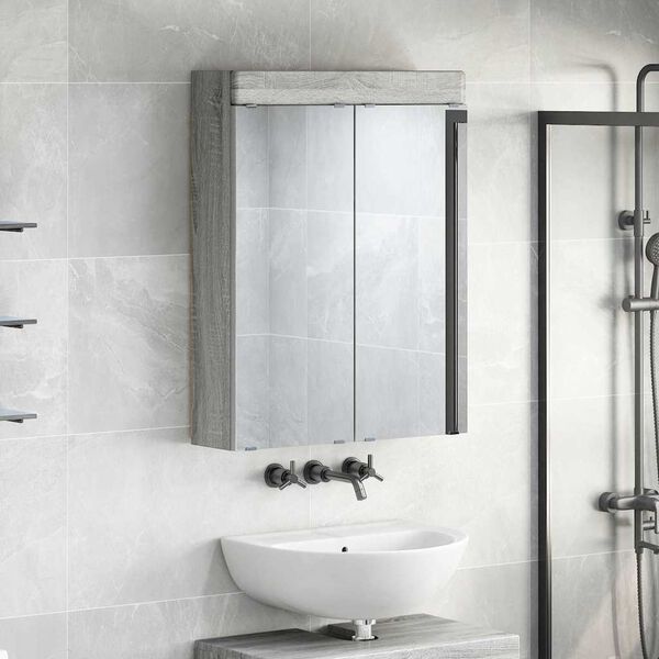 vidaXL Armario con espejo de ba&ntilde;o TULUM Gris Sonoma 60 x 16,5 x 78 cm