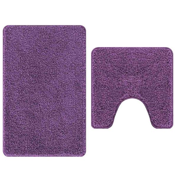 vidaXL Conjunto de alfombra de ba&ntilde;o antideslizante 2 pcs Morado PP