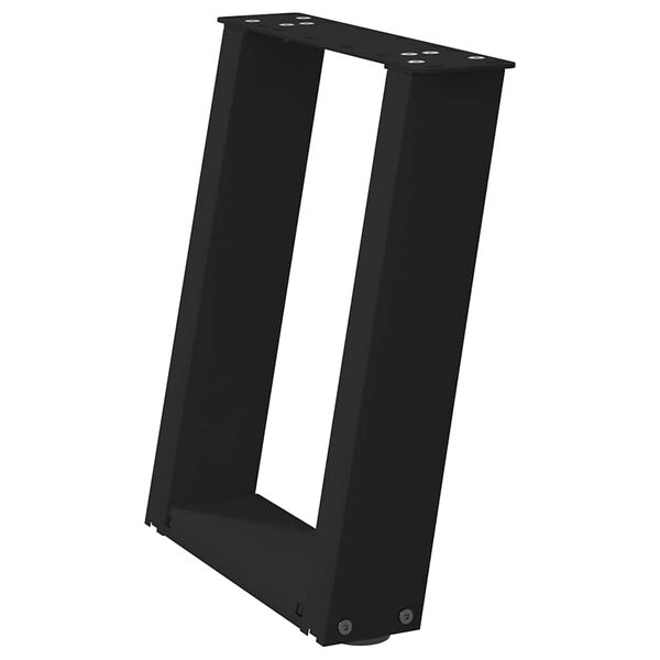 vidaXL Patas para mesa de centro en forma de U (2 unidades), color negro, 38 x (42-43) cm, acero