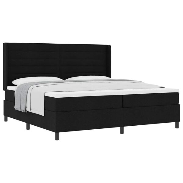 vidaXL Cama tipo Box Spring con colch&oacute;n Negro 200 x 200 cm tela