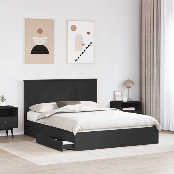 vidaXL Cama con almacenamiento Negro 150 x 200 cm Madera de ingenier&iacute;a