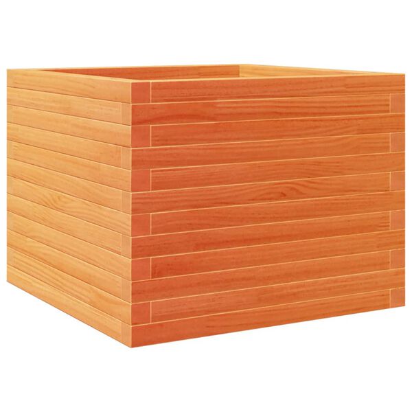 vidaXL Jardinera de madera maciza de pino marr&oacute;n cera 60x60x46 cm