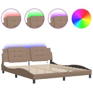vidaXL Estructura de cama con LED sin colch&oacute;n Zadar capuchino 180x200 cm