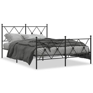 vidaXL Estructura cama sin colch&oacute;n con estribo metal negro 140x190 cm