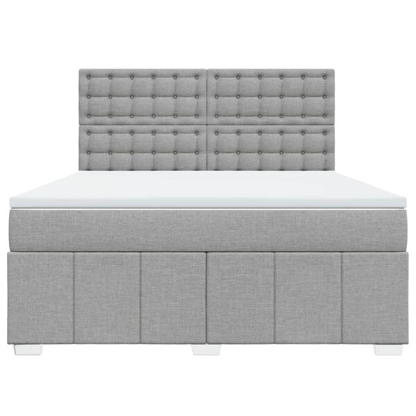 vidaXL Cama box spring con colch&oacute;n tela gris claro 180x200 cm