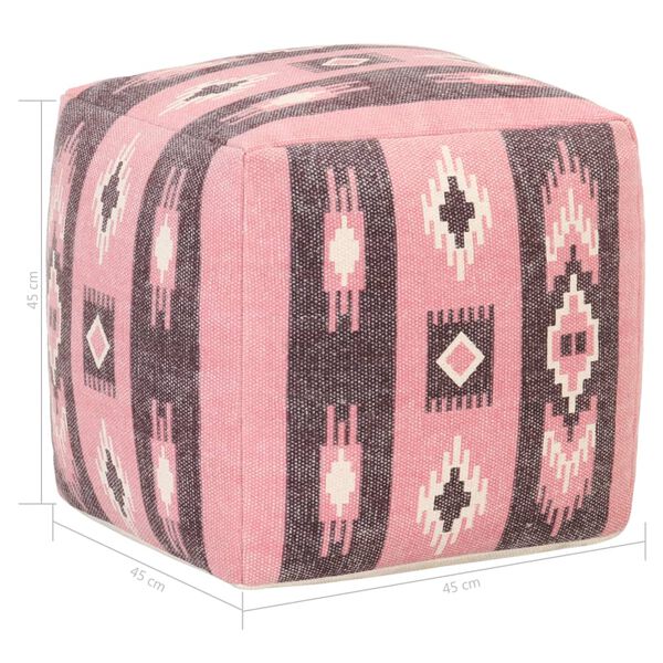 vidaXL Puf de dise&ntilde;o estampado de algod&oacute;n rosa 45x45x45 cm