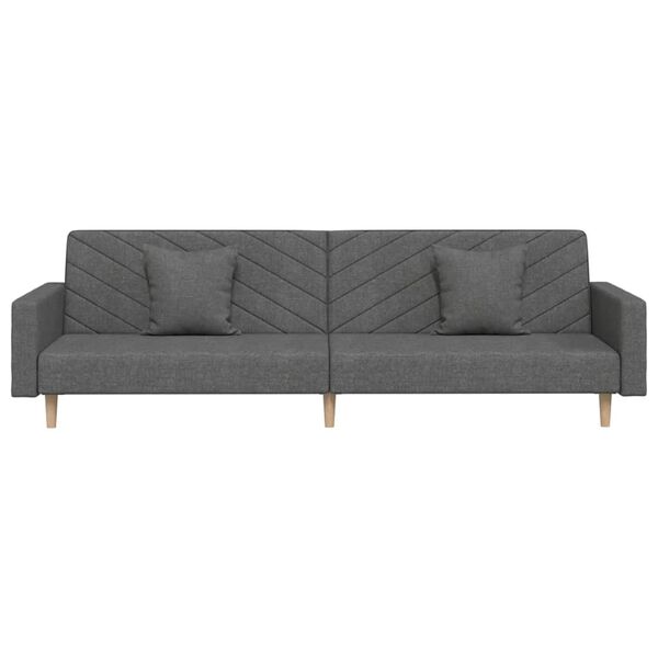 vidaXL Sof&aacute; cama de 2 plazas con dos almohadas tela gris oscuro