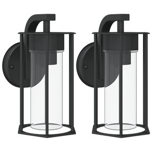 vidaXL Apliques de exterior 2 unidades acero inoxidable negro