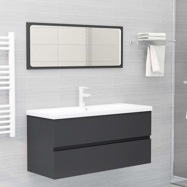 vidaXL Set de muebles de ba&ntilde;o 2 piezas madera contrachapada gris