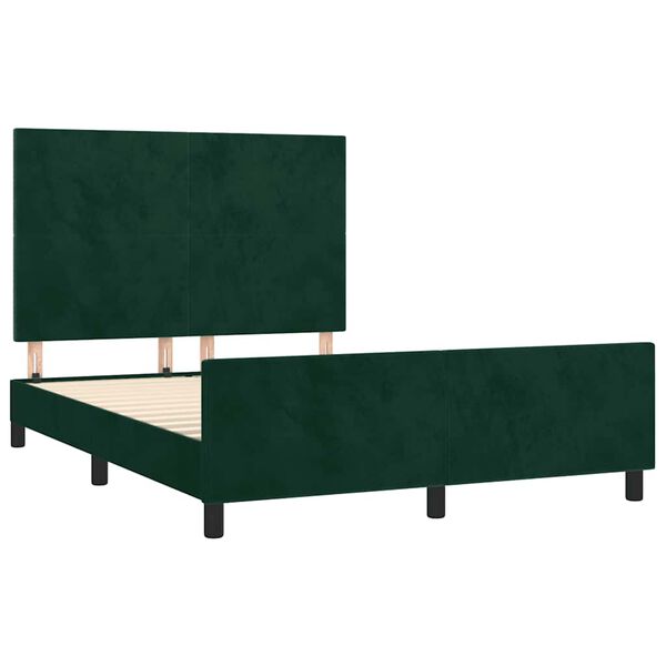 vidaXL Estructura cama sin colch&oacute;n terciopelo verde oscuro 140x190 cm