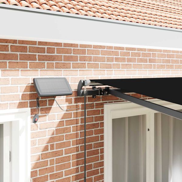 vidaXL Toldo Retr&aacute;ctil con luces de tiras LED Negro 350 x 250 cm tela