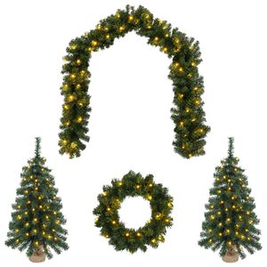 vidaXL Set de mini &aacute;rboles de Navidad 60 cm 125 LED Blanco C&aacute;lido PVC