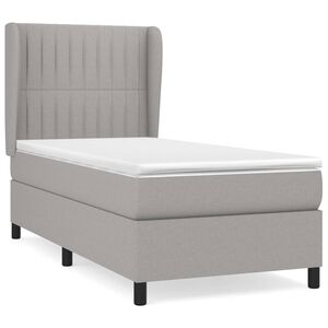 vidaXL Cama box spring con colch&oacute;n tela gris claro 80x200 cm