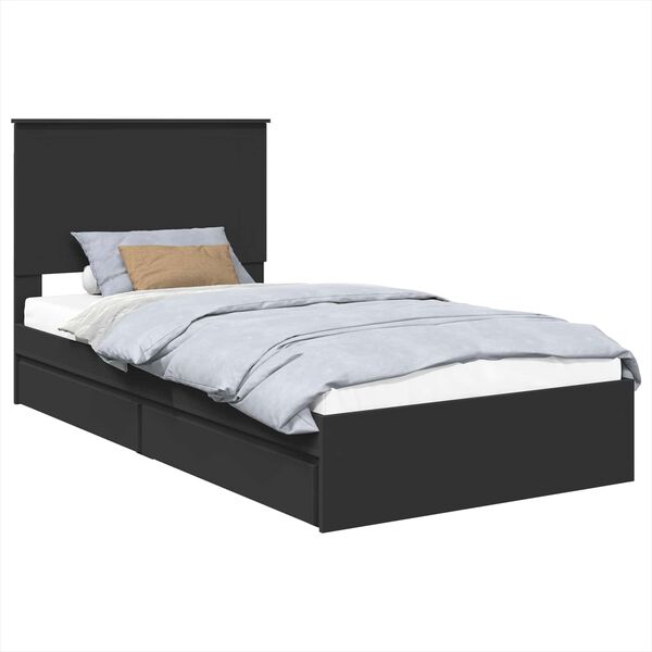 vidaXL Cama con almacenamiento Negro 100 x 200 cm Madera de ingenier&iacute;a