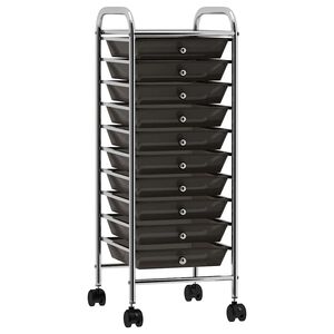 vidaXL Carrito de almacenaje port&aacute;til 10 cajones pl&aacute;stico negro