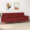 vidaXL Sof&aacute; de 3 plazas con almohadas y cojines tela rojo tinto 210 cm